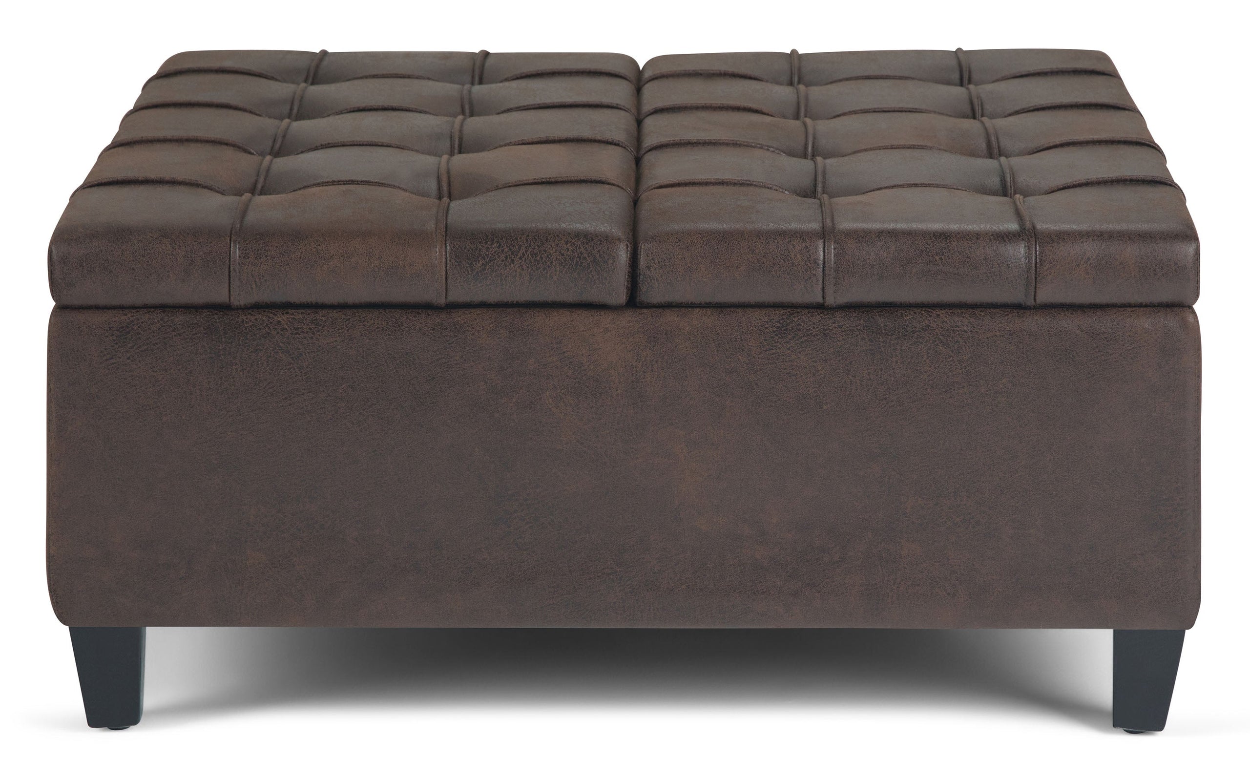 Distressed Brown Distressed Vegan Leather | Harrison Coffee Table Storage Ottoman