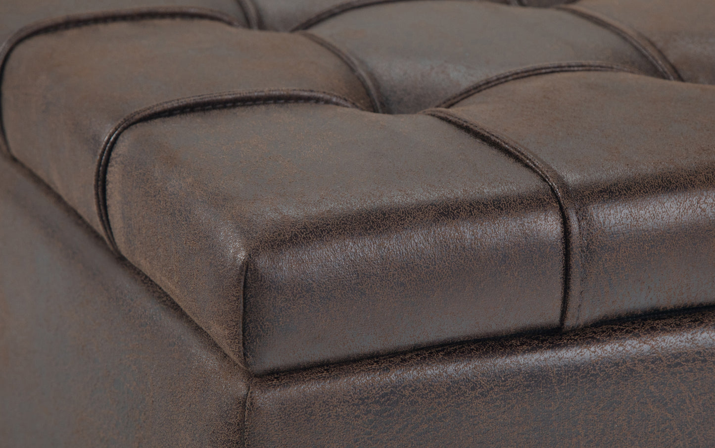 Distressed Brown Distressed Vegan Leather | Harrison Coffee Table Storage Ottoman