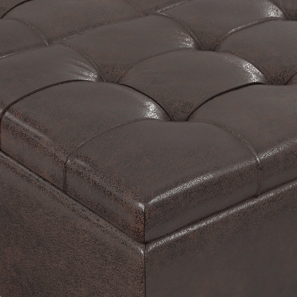 Distressed Brown Distressed Vegan Leather | Harrison Coffee Table Storage Ottoman