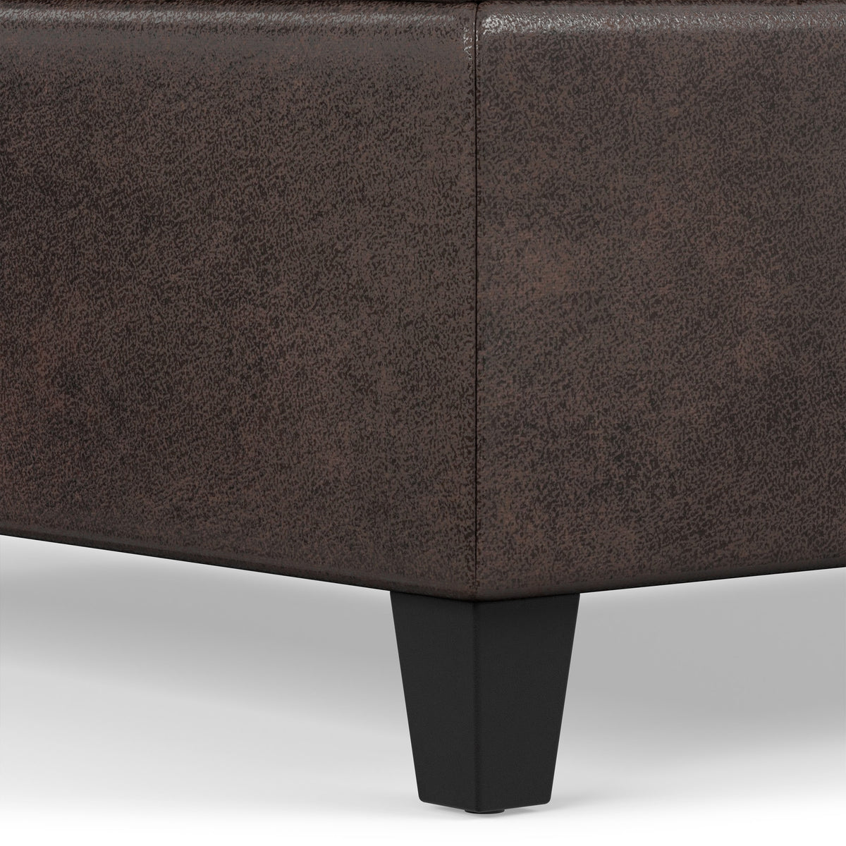 Distressed Brown Distressed Vegan Leather | Harrison Coffee Table Storage Ottoman