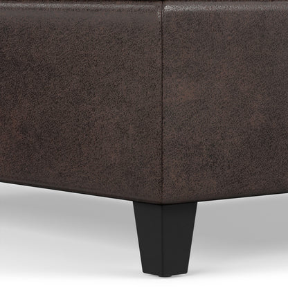Distressed Brown Distressed Vegan Leather | Harrison Coffee Table Storage Ottoman