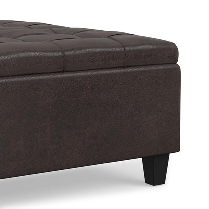 Distressed Brown Distressed Vegan Leather | Harrison Coffee Table Storage Ottoman