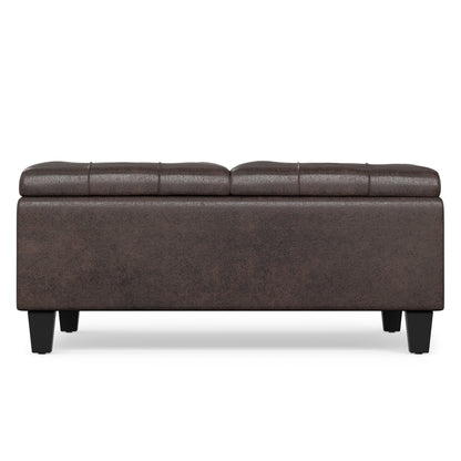 Distressed Brown Distressed Vegan Leather | Harrison Coffee Table Storage Ottoman