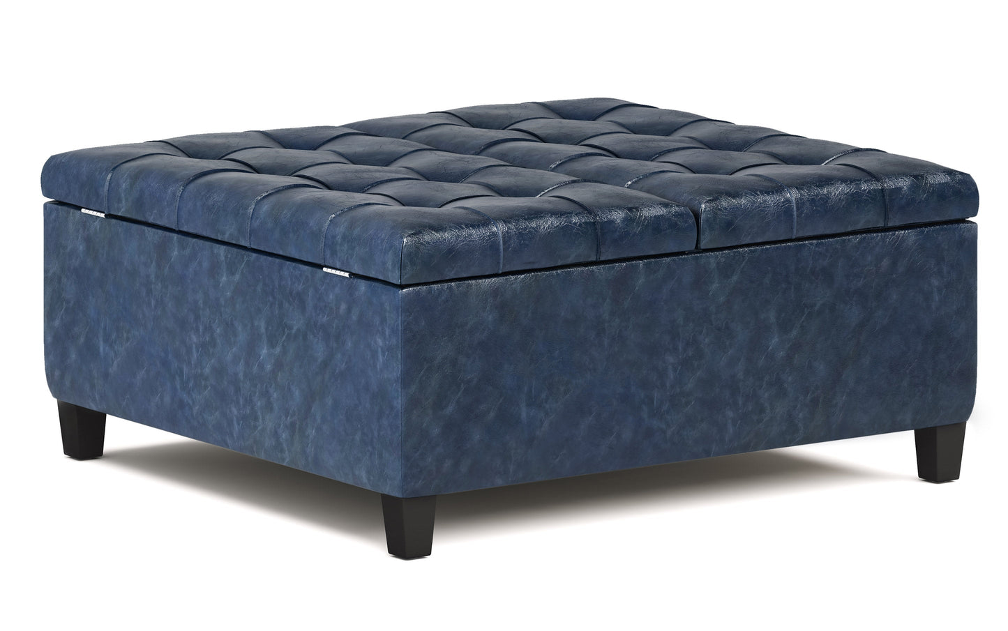 Denim Blue Vegan Leather | Harrison Coffee Table Storage Ottoman