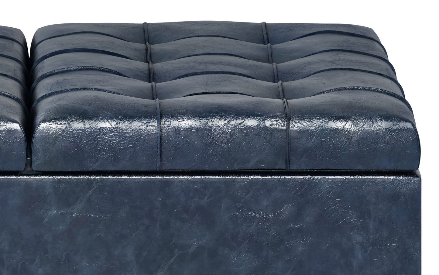Denim Blue Vegan Leather | Harrison Coffee Table Storage Ottoman
