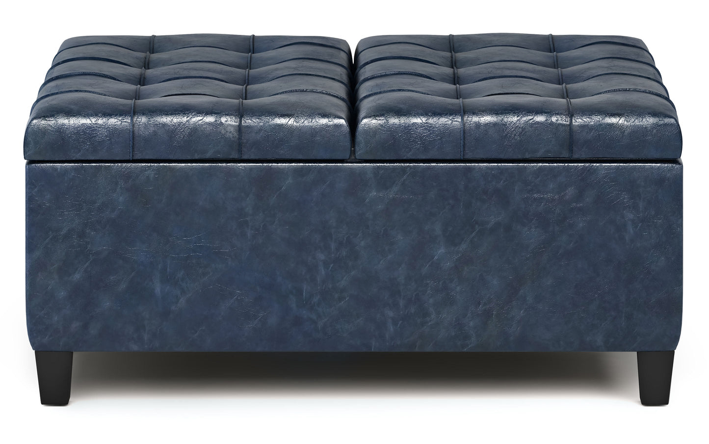 Denim Blue Vegan Leather | Harrison Coffee Table Storage Ottoman