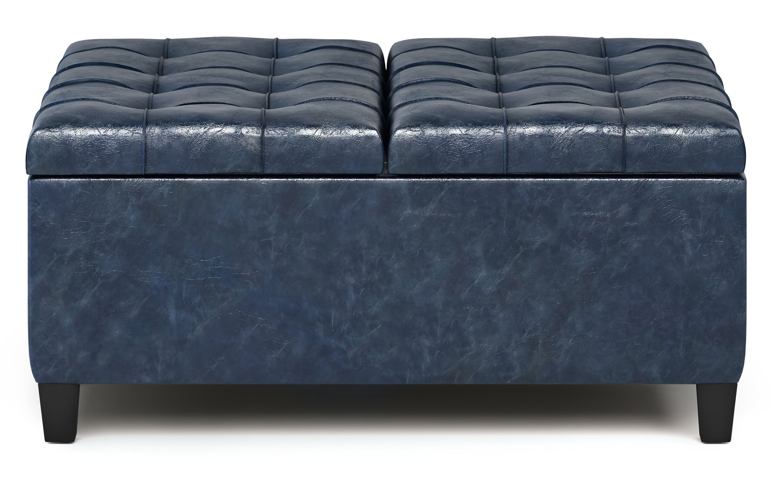 Denim Blue Vegan Leather | Harrison Coffee Table Storage Ottoman