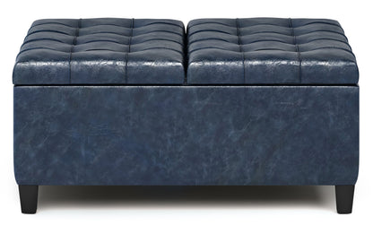 Denim Blue Vegan Leather | Harrison Coffee Table Storage Ottoman