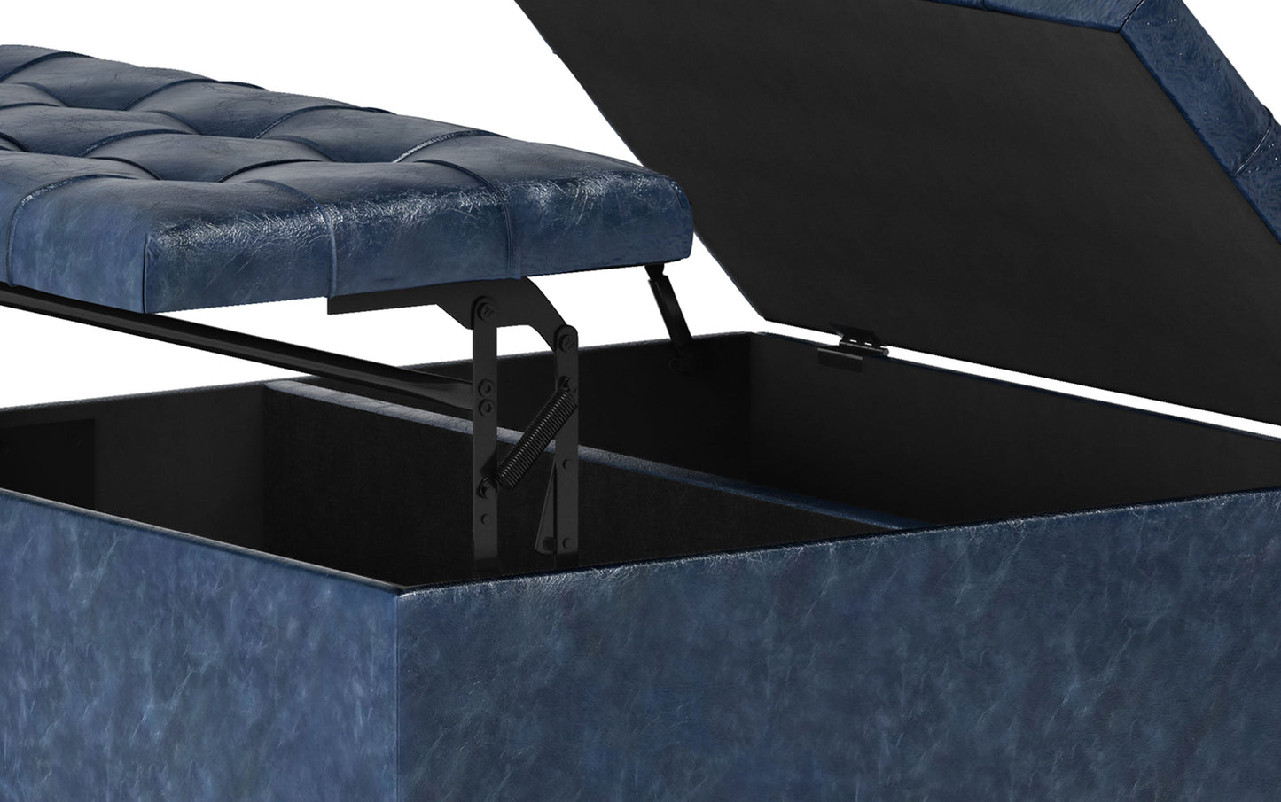 Denim Blue Vegan Leather | Harrison Coffee Table Storage Ottoman