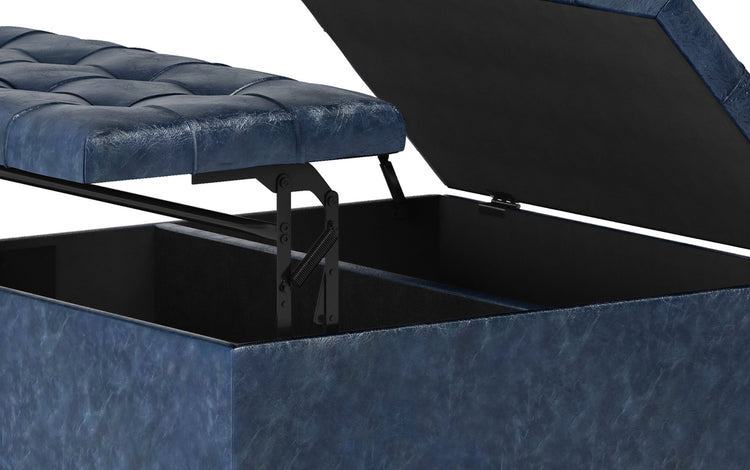 Denim Blue Vegan Leather | Harrison Coffee Table Storage Ottoman