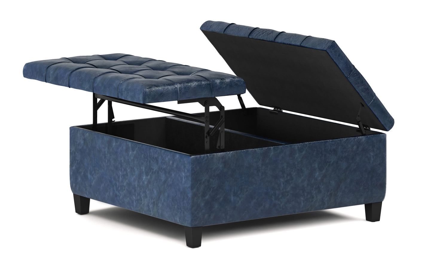 Denim Blue Vegan Leather | Harrison Coffee Table Storage Ottoman