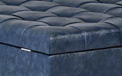Denim Blue Vegan Leather | Harrison Coffee Table Storage Ottoman