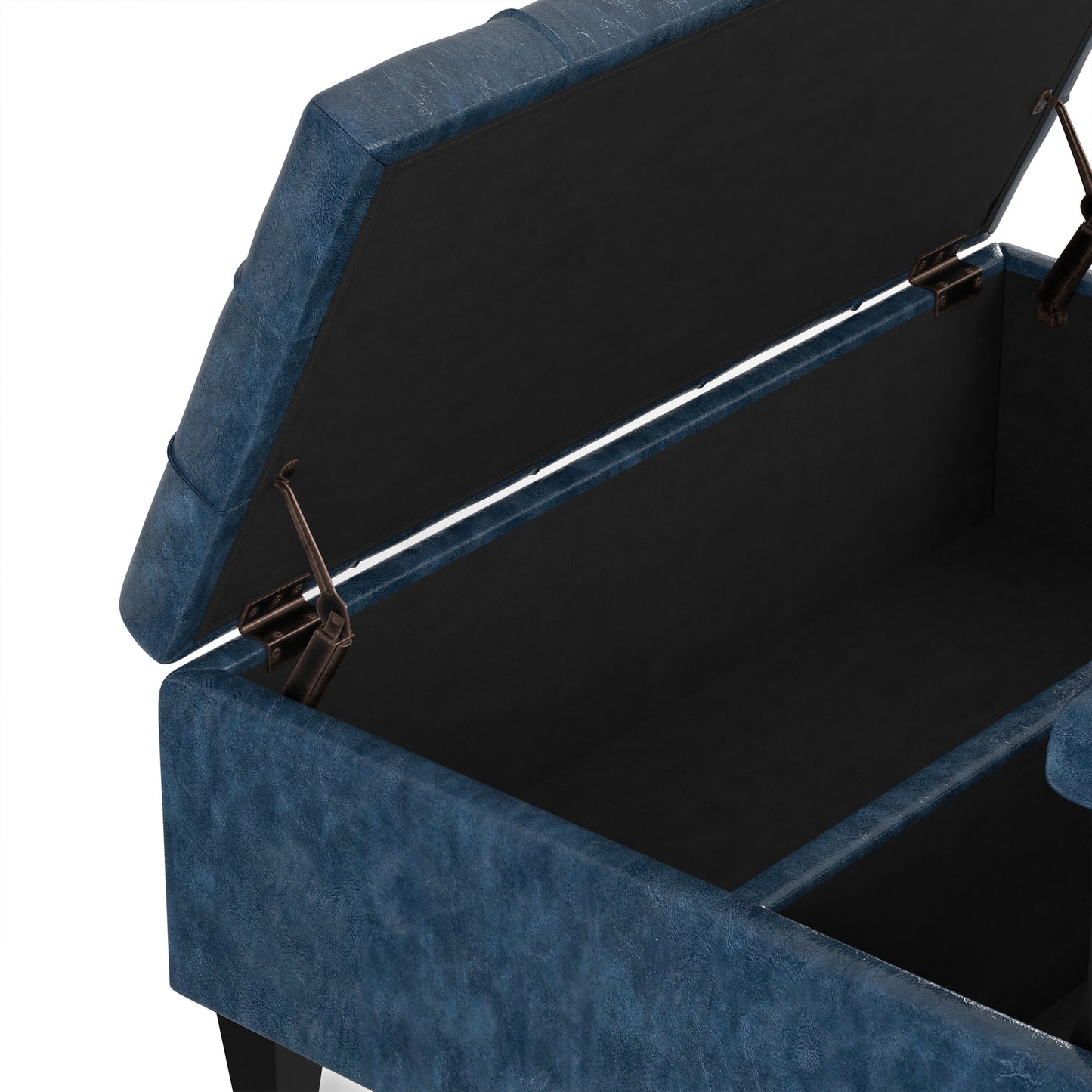 Denim Blue Vegan Leather | Harrison Coffee Table Storage Ottoman