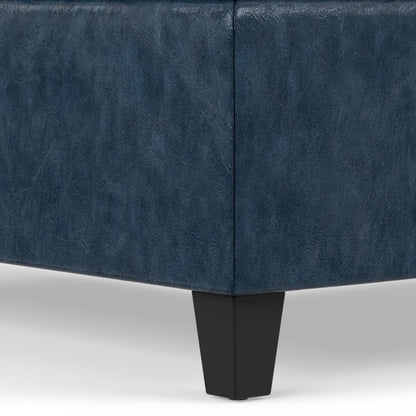 Denim Blue Vegan Leather | Harrison Coffee Table Storage Ottoman