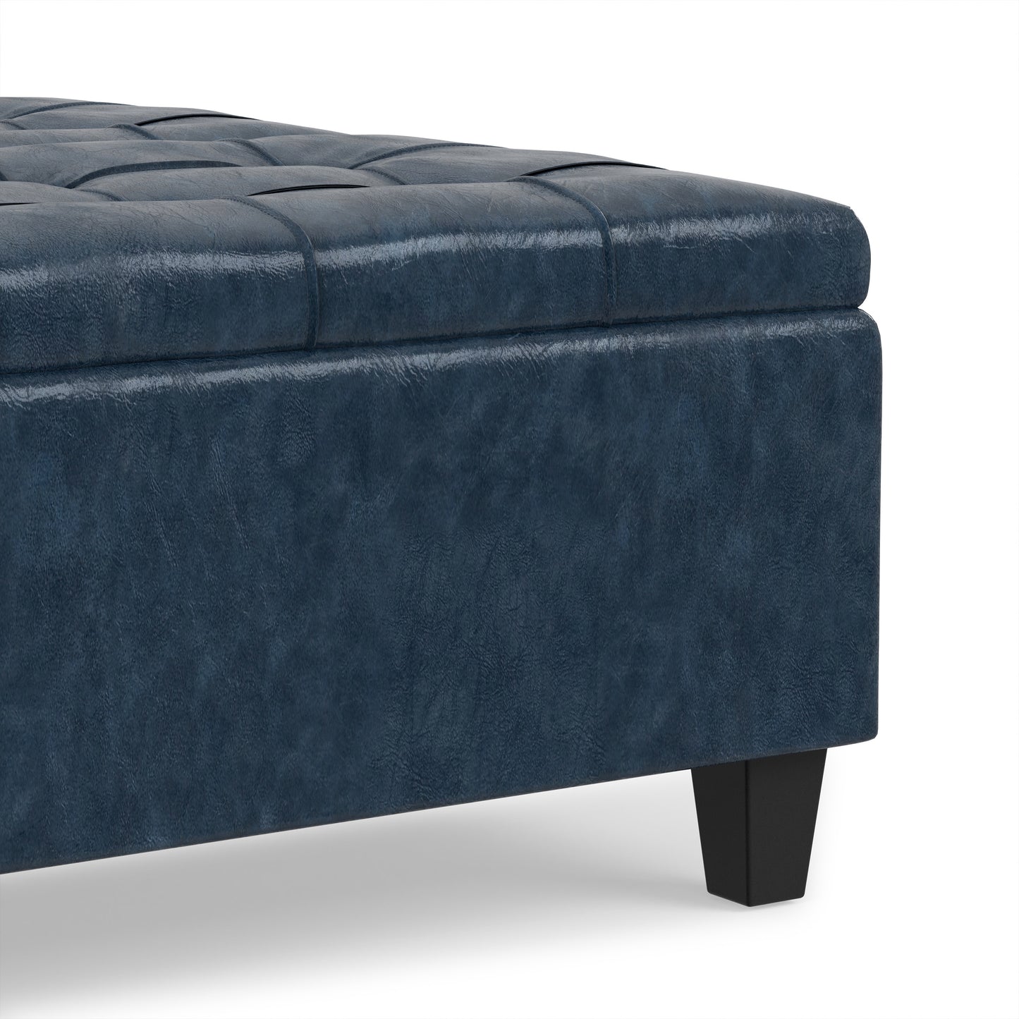 Denim Blue Vegan Leather | Harrison Coffee Table Storage Ottoman