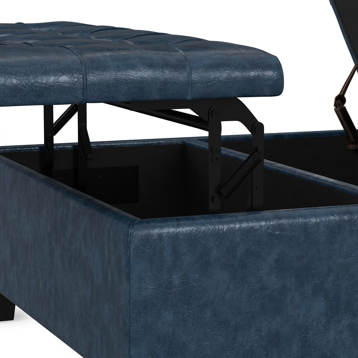Denim Blue Vegan Leather | Harrison Coffee Table Storage Ottoman