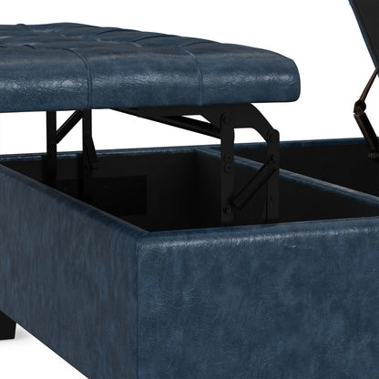Denim Blue Vegan Leather | Harrison Coffee Table Storage Ottoman