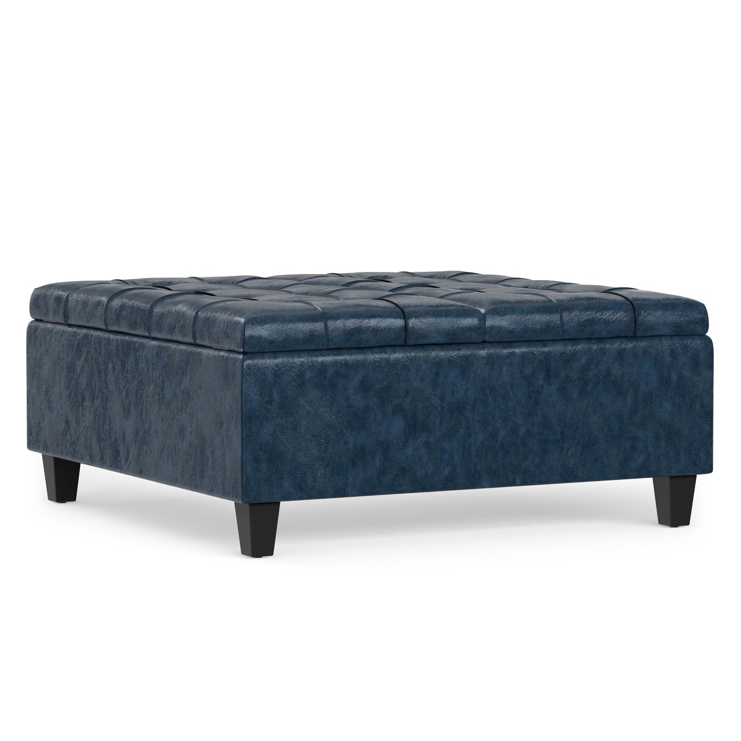 Denim Blue Vegan Leather | Harrison Coffee Table Storage Ottoman