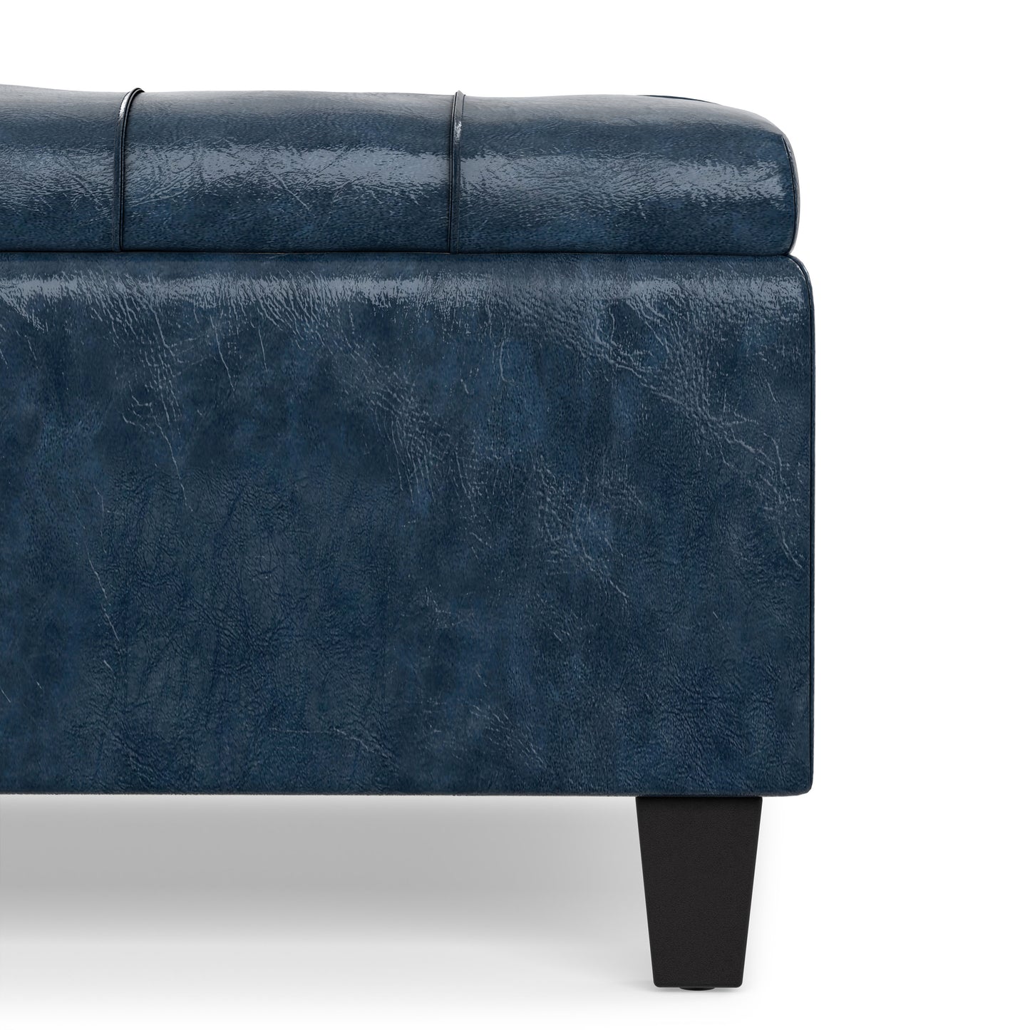 Denim Blue Vegan Leather | Harrison Coffee Table Storage Ottoman