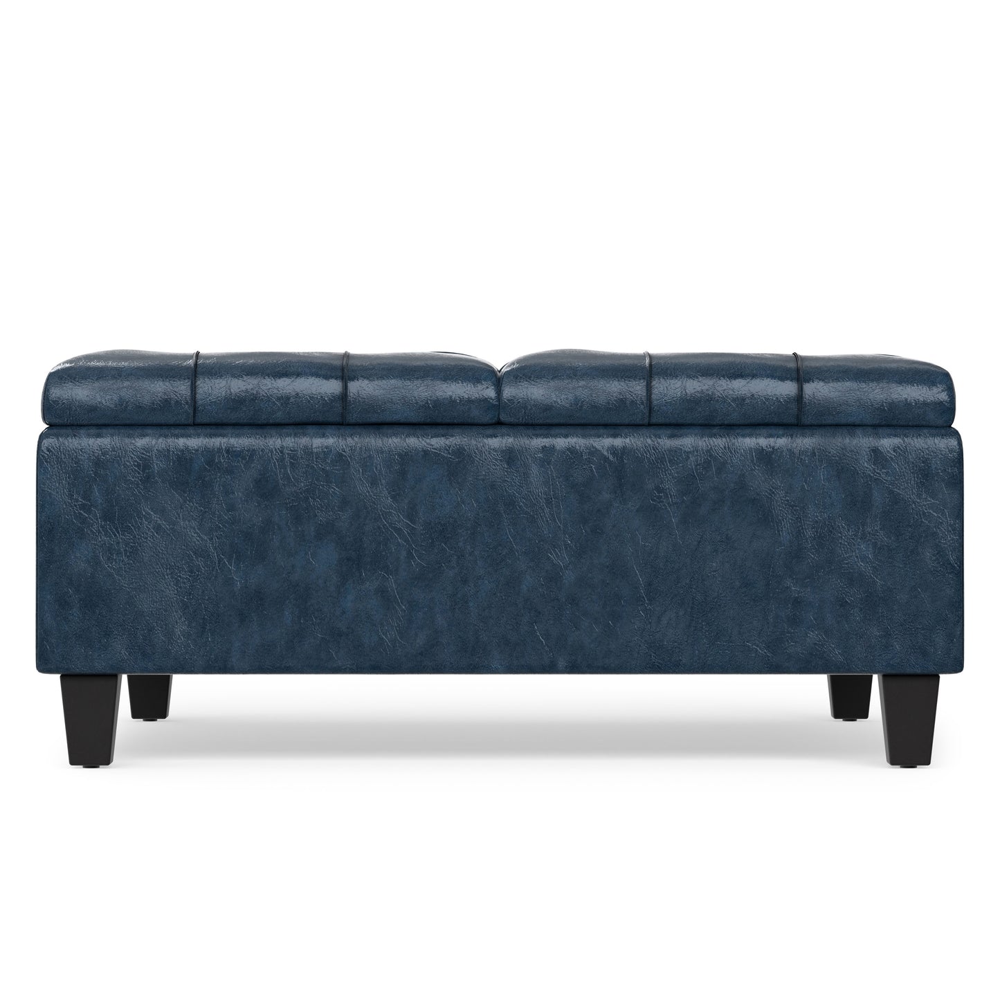 Denim Blue Vegan Leather | Harrison Coffee Table Storage Ottoman