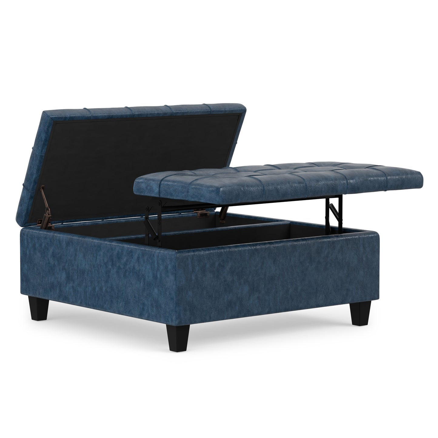 Denim Blue Vegan Leather | Harrison Coffee Table Storage Ottoman