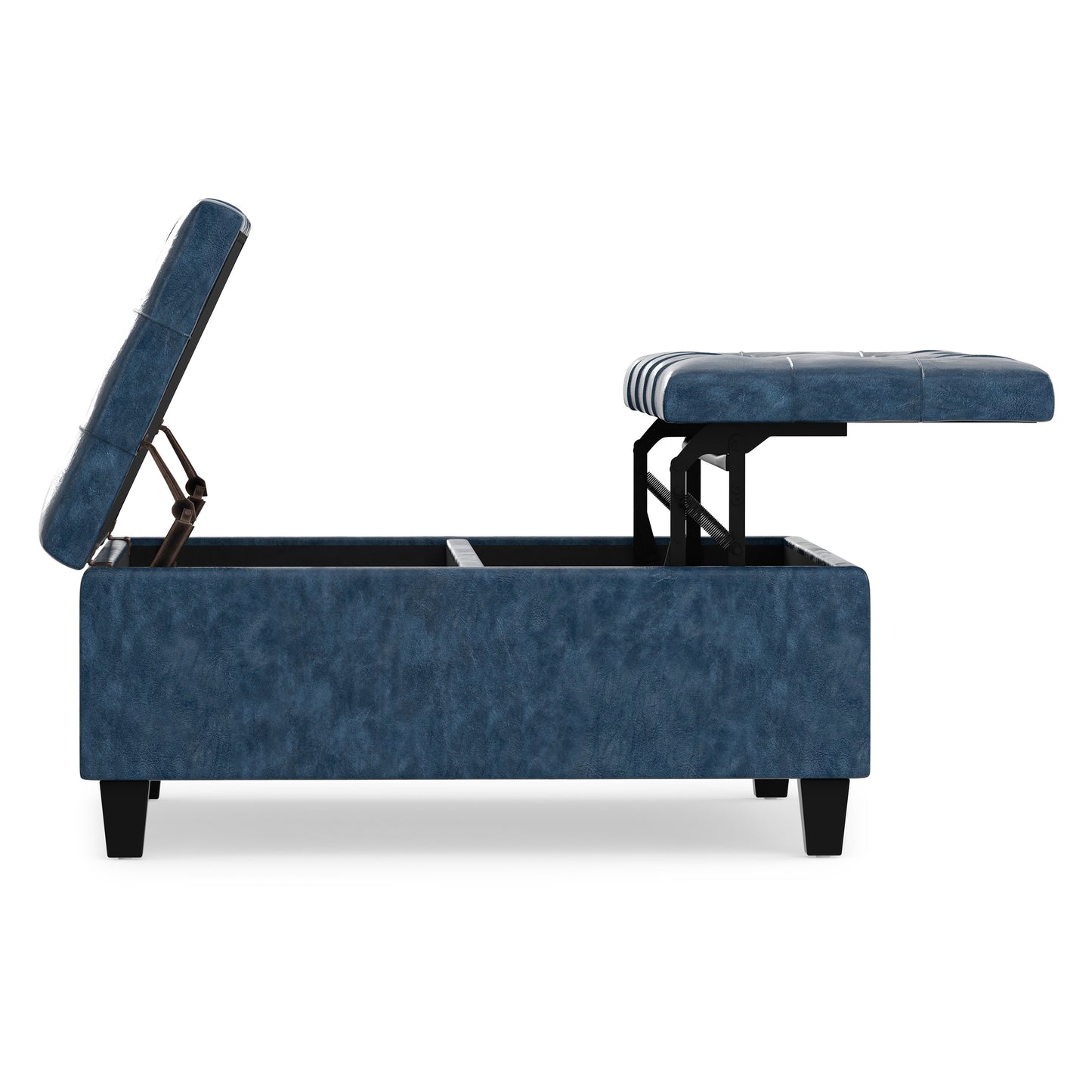 Denim Blue Vegan Leather | Harrison Coffee Table Storage Ottoman