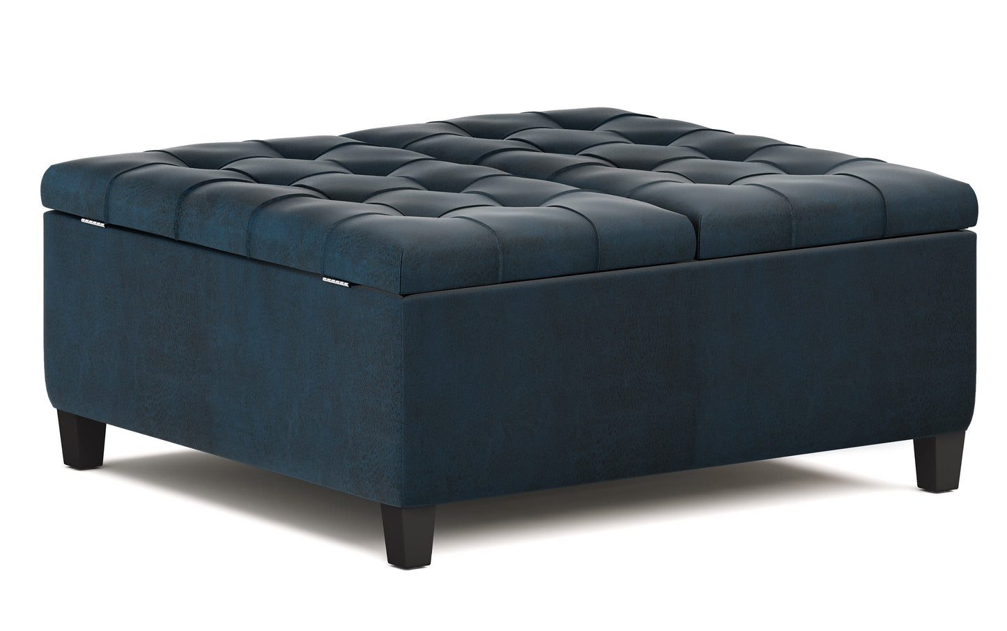 Distressed Dark Blue Distressed Vegan Leather | Harrison Coffee Table Storage Ottoman