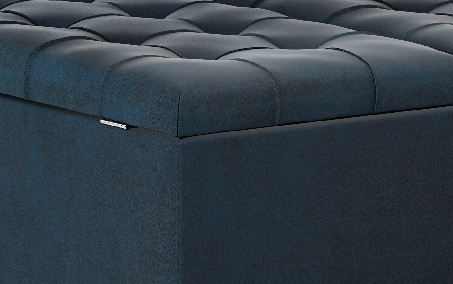 Distressed Dark Blue Distressed Vegan Leather | Harrison Coffee Table Storage Ottoman