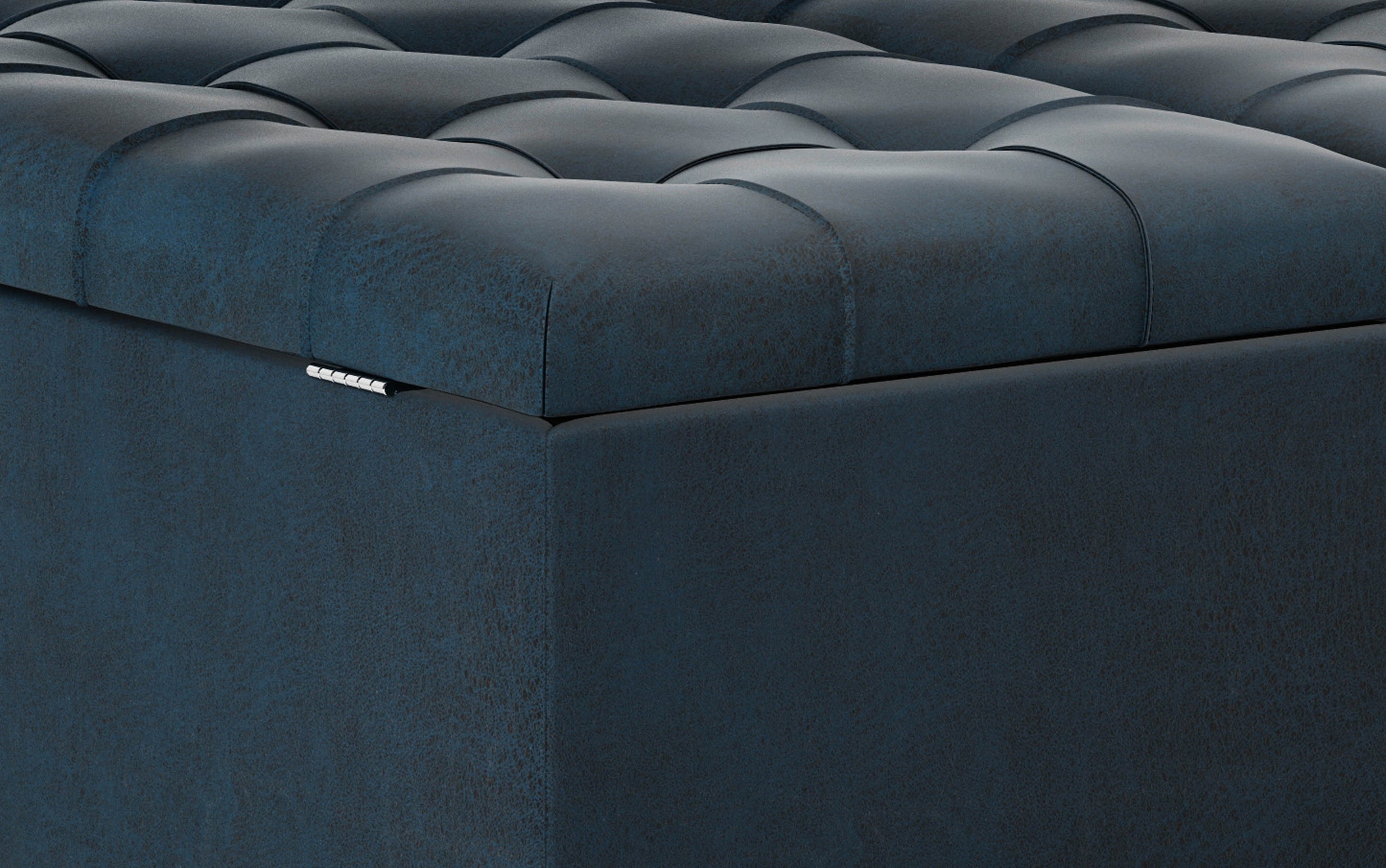 Distressed Dark Blue Distressed Vegan Leather | Harrison Coffee Table Storage Ottoman