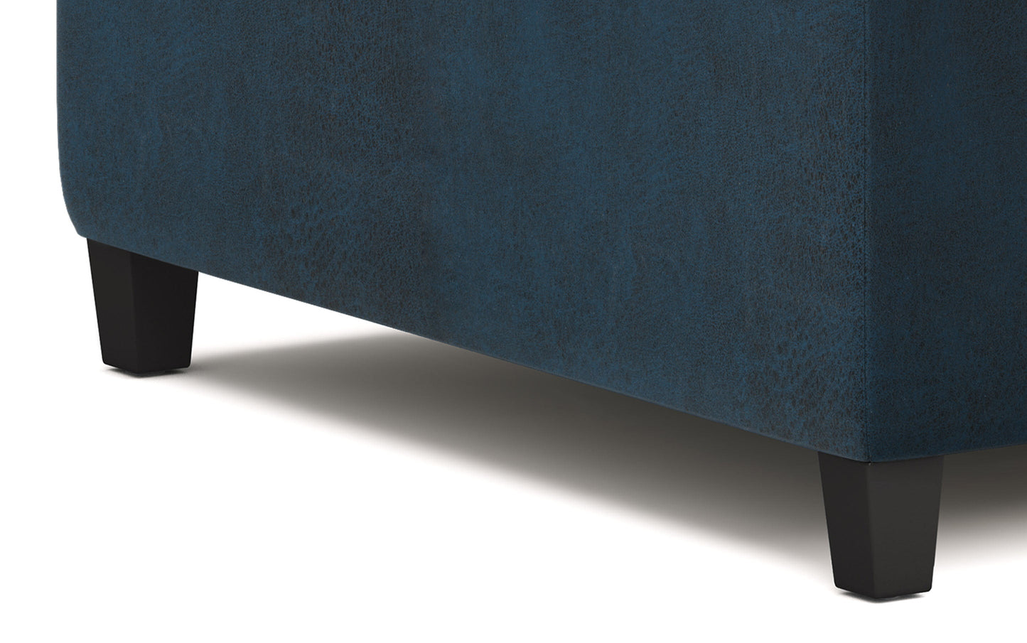 Distressed Dark Blue Distressed Vegan Leather | Harrison Coffee Table Storage Ottoman