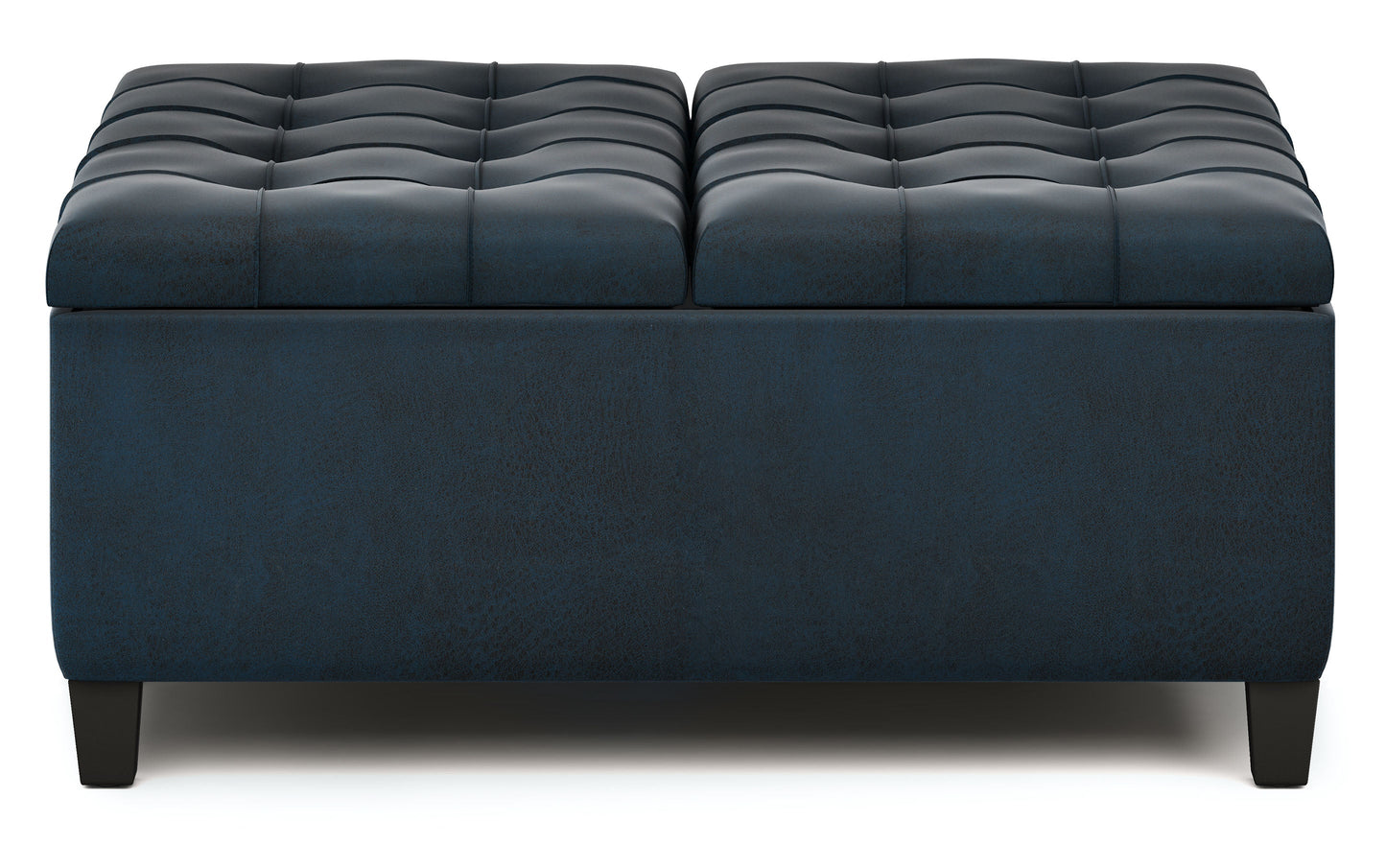 Distressed Dark Blue Distressed Vegan Leather | Harrison Coffee Table Storage Ottoman