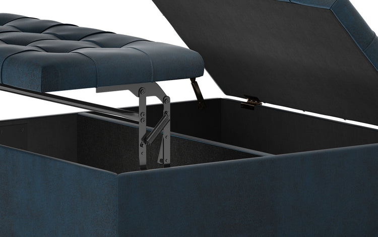 Distressed Dark Blue Distressed Vegan Leather | Harrison Coffee Table Storage Ottoman