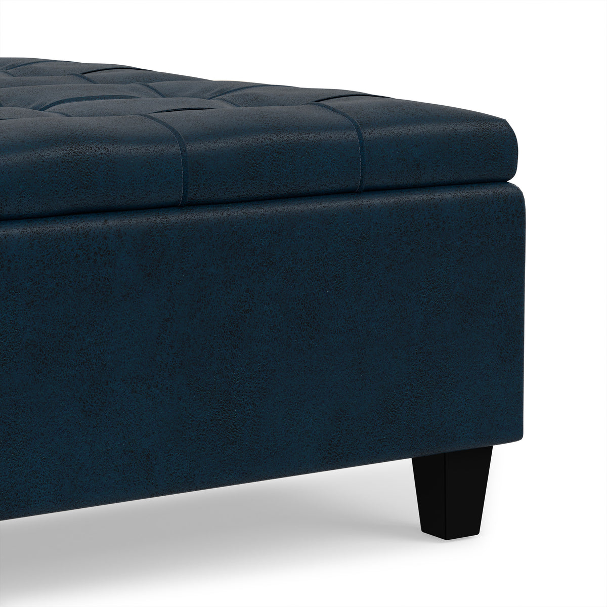 Distressed Dark Blue Distressed Vegan Leather | Harrison Coffee Table Storage Ottoman