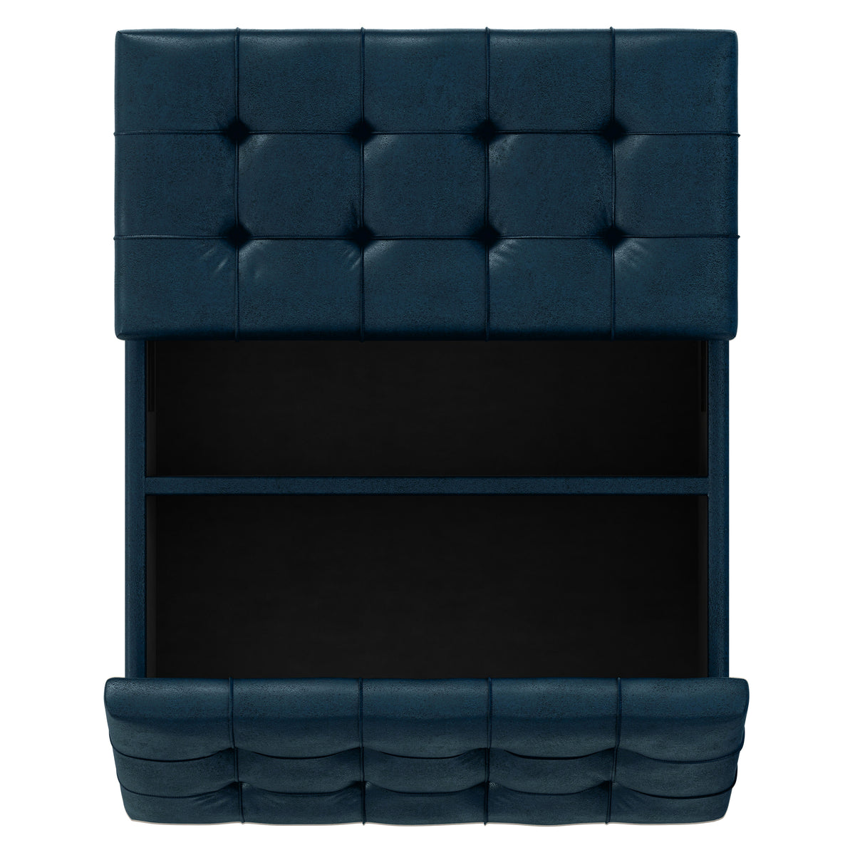 Distressed Dark Blue Distressed Vegan Leather | Harrison Coffee Table Storage Ottoman