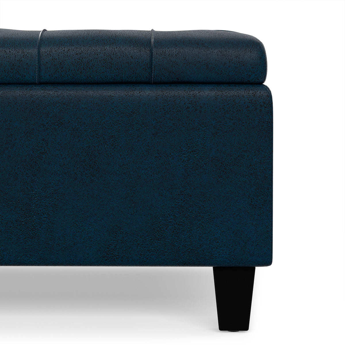 Distressed Dark Blue Distressed Vegan Leather | Harrison Coffee Table Storage Ottoman