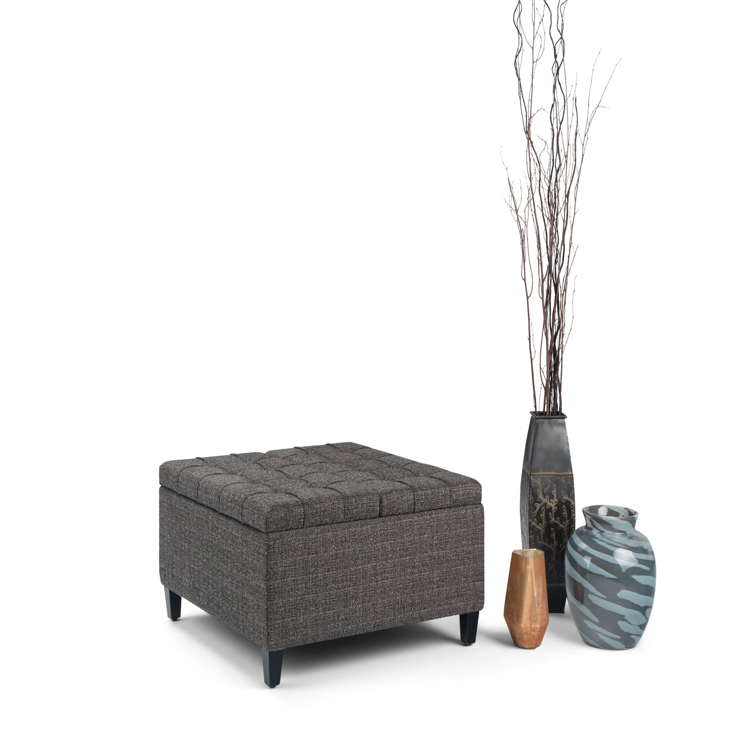 Ebony Tweed Style Fabric | Harrison Coffee Table Ottoman in Tweed