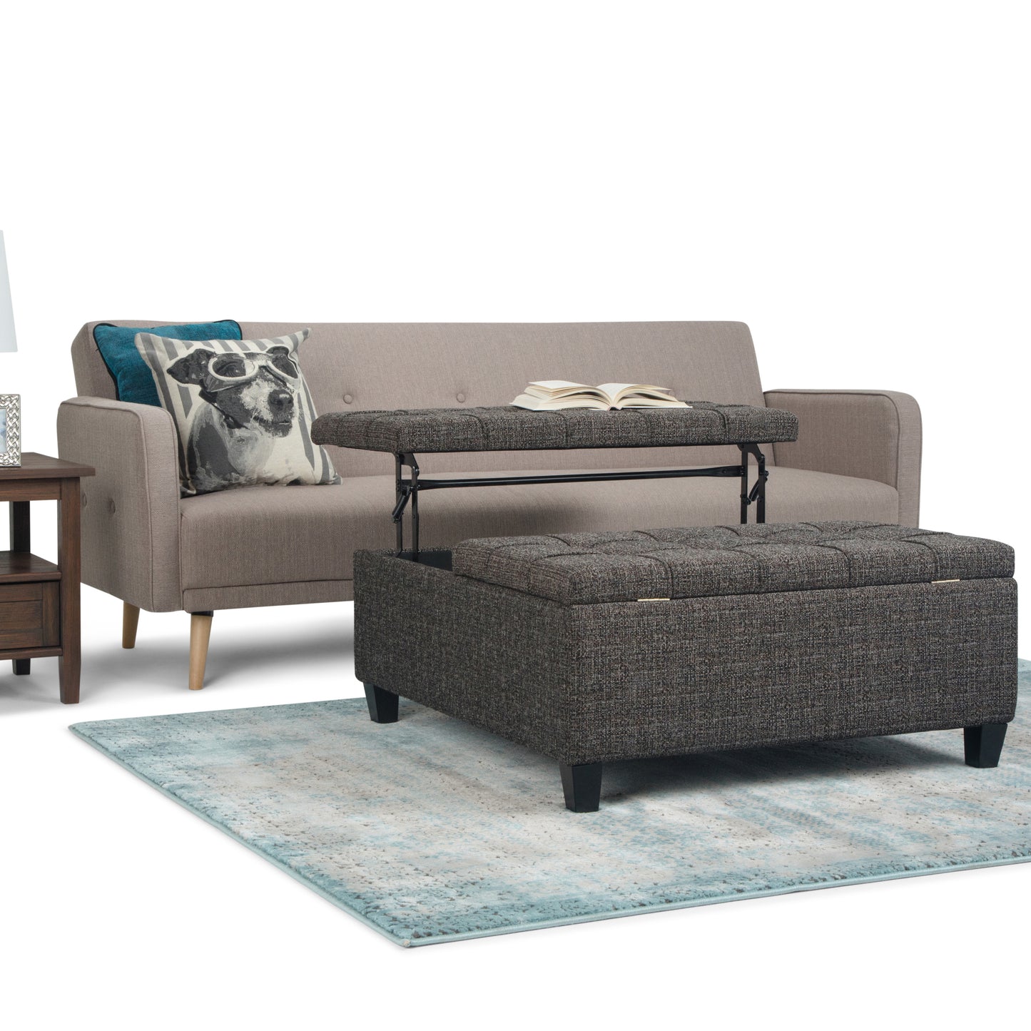 Ebony Tweed Style Fabric | Harrison Coffee Table Ottoman in Tweed