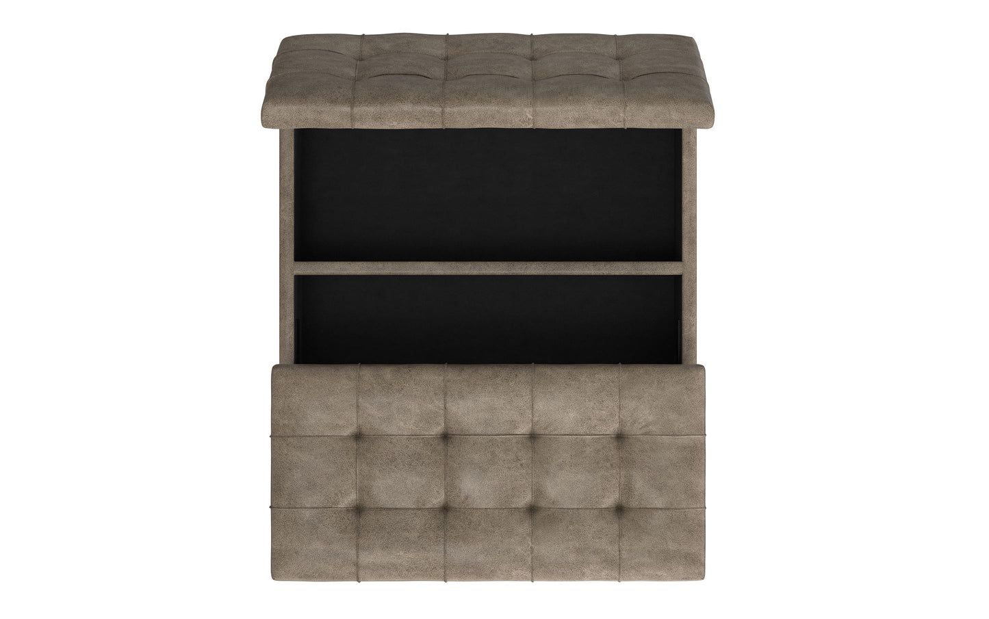 Distressed Smoky Grey Brown Distressed Vegan Leather | Harrison Coffee Table Storage Ottoman