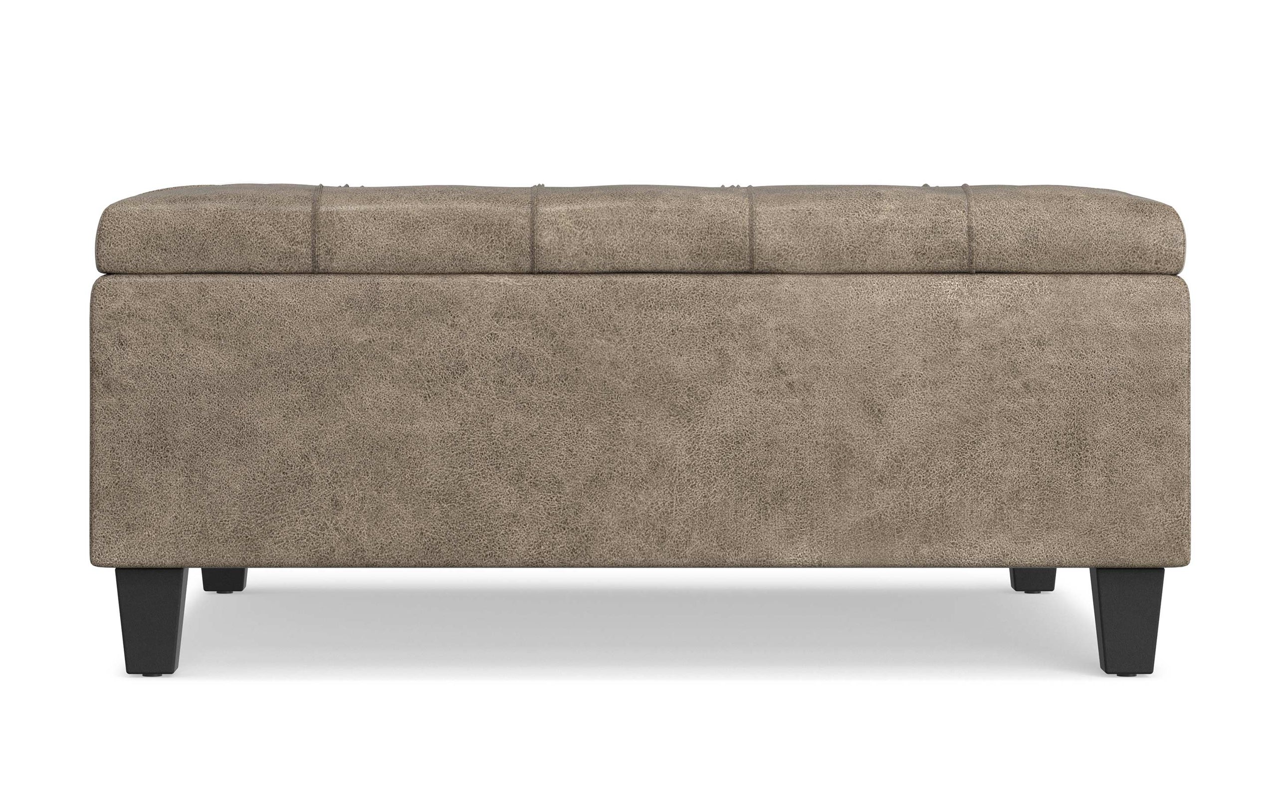 Distressed Smoky Grey Brown Distressed Vegan Leather | Harrison Coffee Table Storage Ottoman