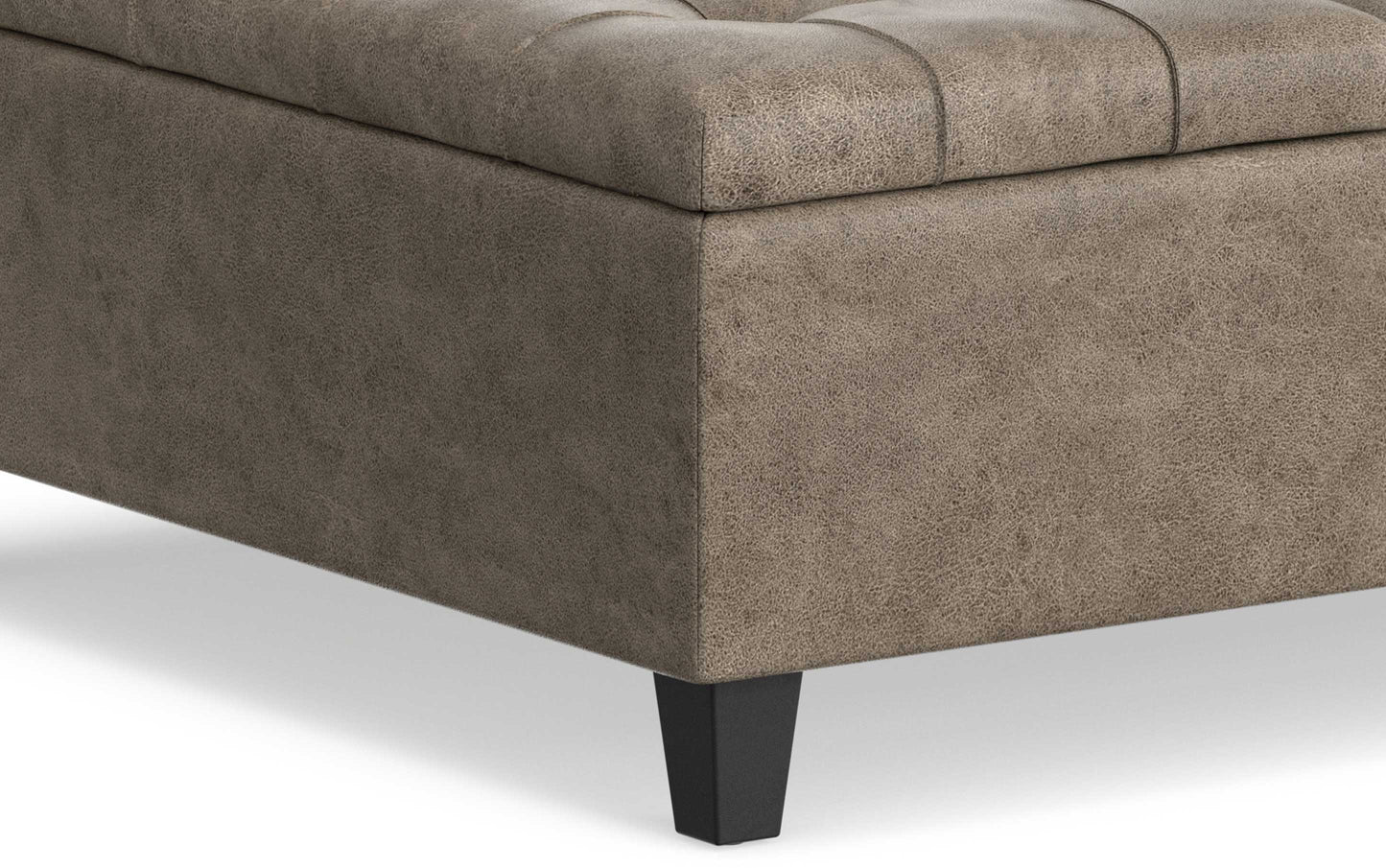 Distressed Smoky Grey Brown Distressed Vegan Leather | Harrison Coffee Table Storage Ottoman