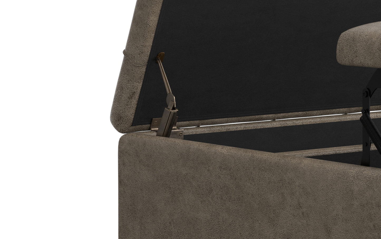 Distressed Smoky Grey Brown Distressed Vegan Leather | Harrison Coffee Table Storage Ottoman