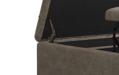 Distressed Smoky Grey Brown Distressed Vegan Leather | Harrison Coffee Table Storage Ottoman