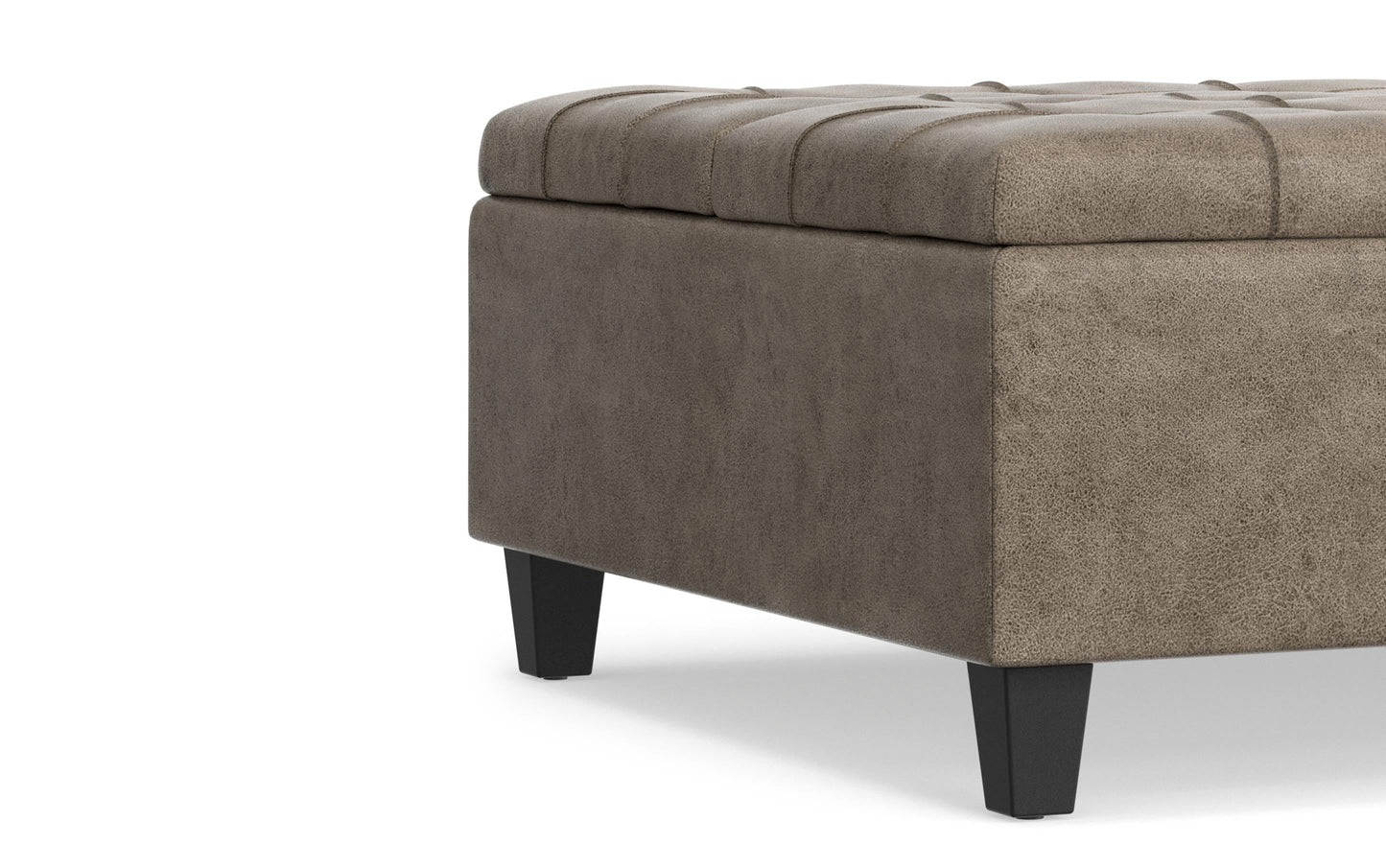 Distressed Smoky Grey Brown Distressed Vegan Leather | Harrison Coffee Table Storage Ottoman