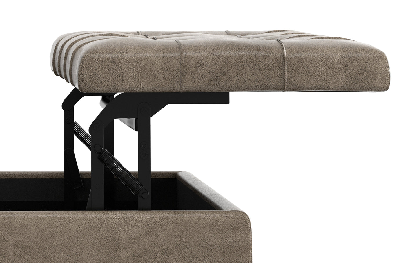 Distressed Smoky Grey Brown Distressed Vegan Leather | Harrison Coffee Table Storage Ottoman