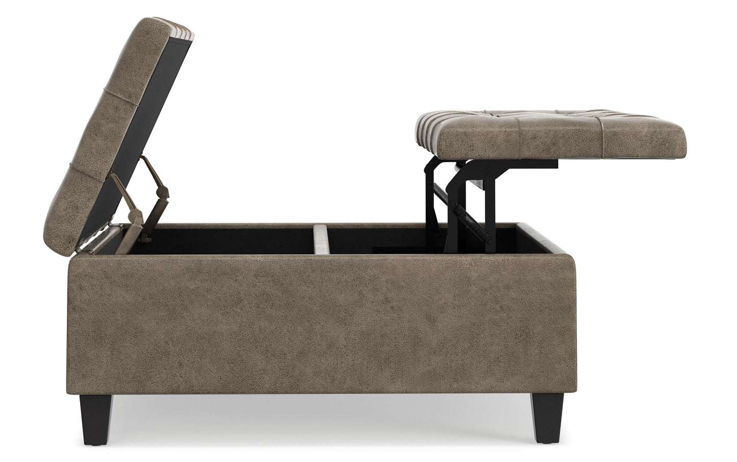 Distressed Smoky Grey Brown Distressed Vegan Leather | Harrison Coffee Table Storage Ottoman