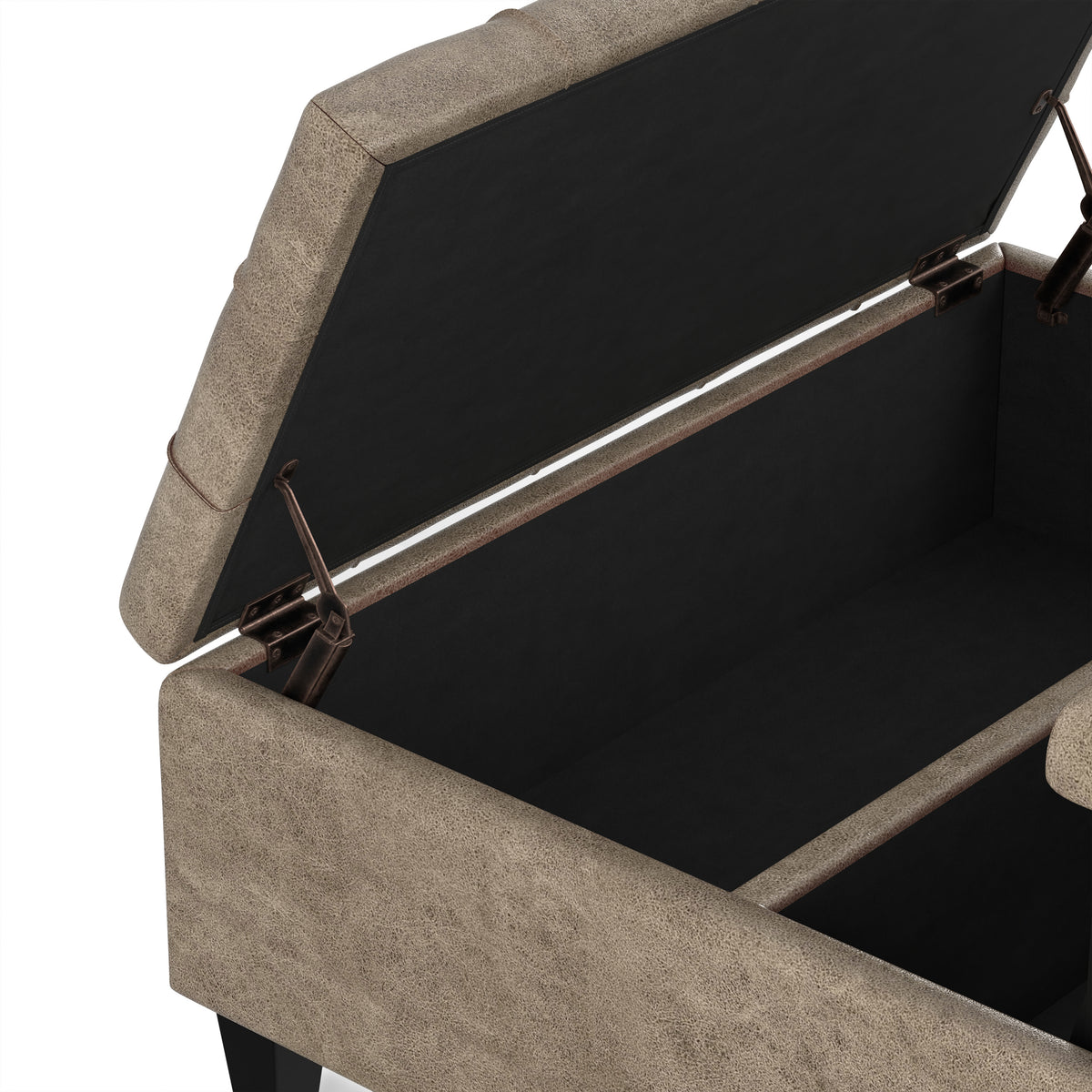 Distressed Smoky Grey Brown Distressed Vegan Leather | Harrison Coffee Table Storage Ottoman