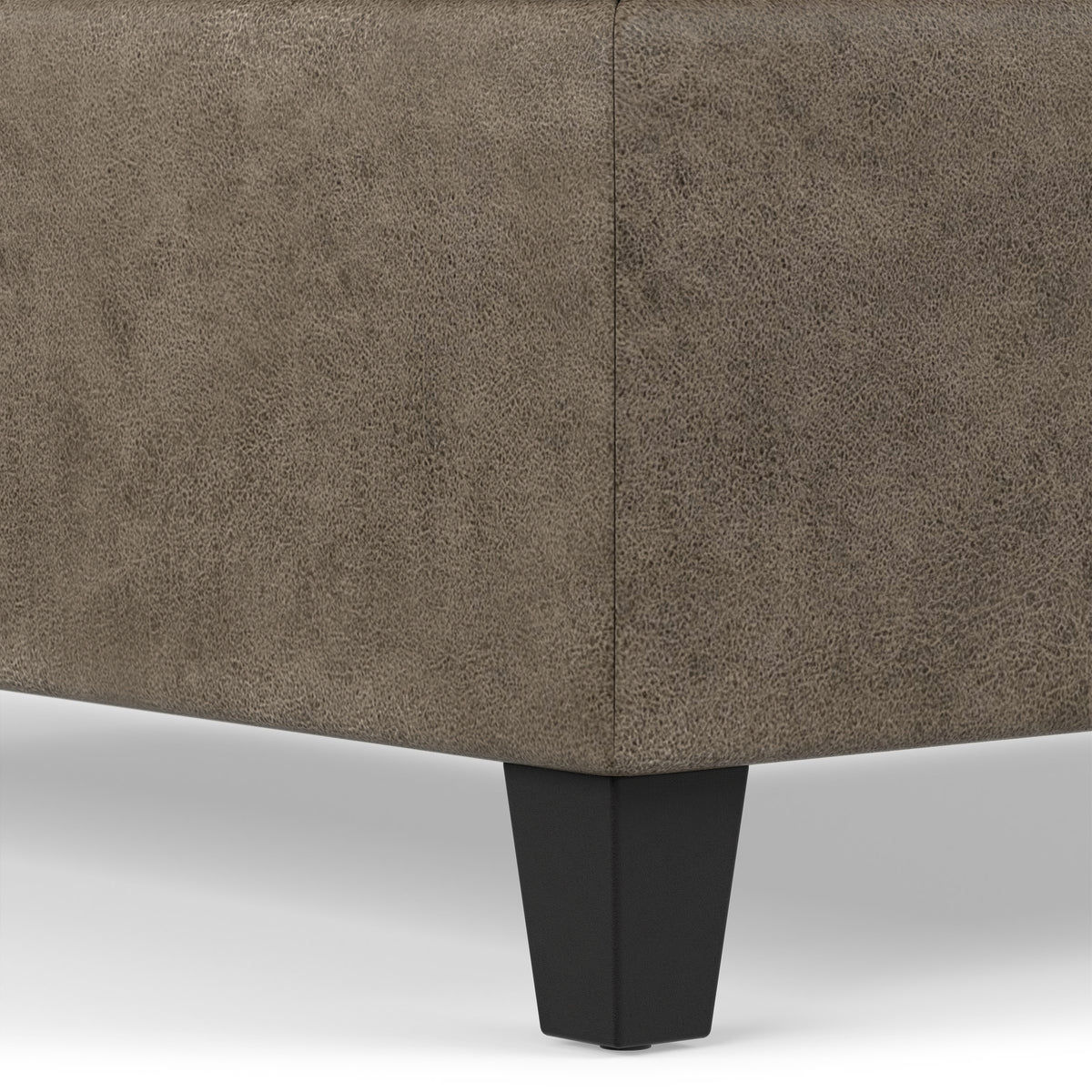 Distressed Smoky Grey Brown Distressed Vegan Leather | Harrison Coffee Table Storage Ottoman