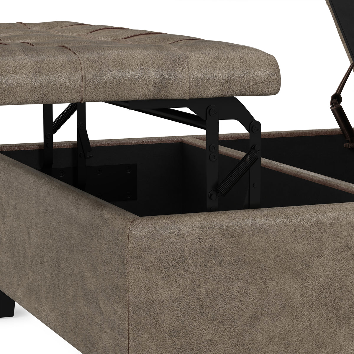 Distressed Smoky Grey Brown Distressed Vegan Leather | Harrison Coffee Table Storage Ottoman
