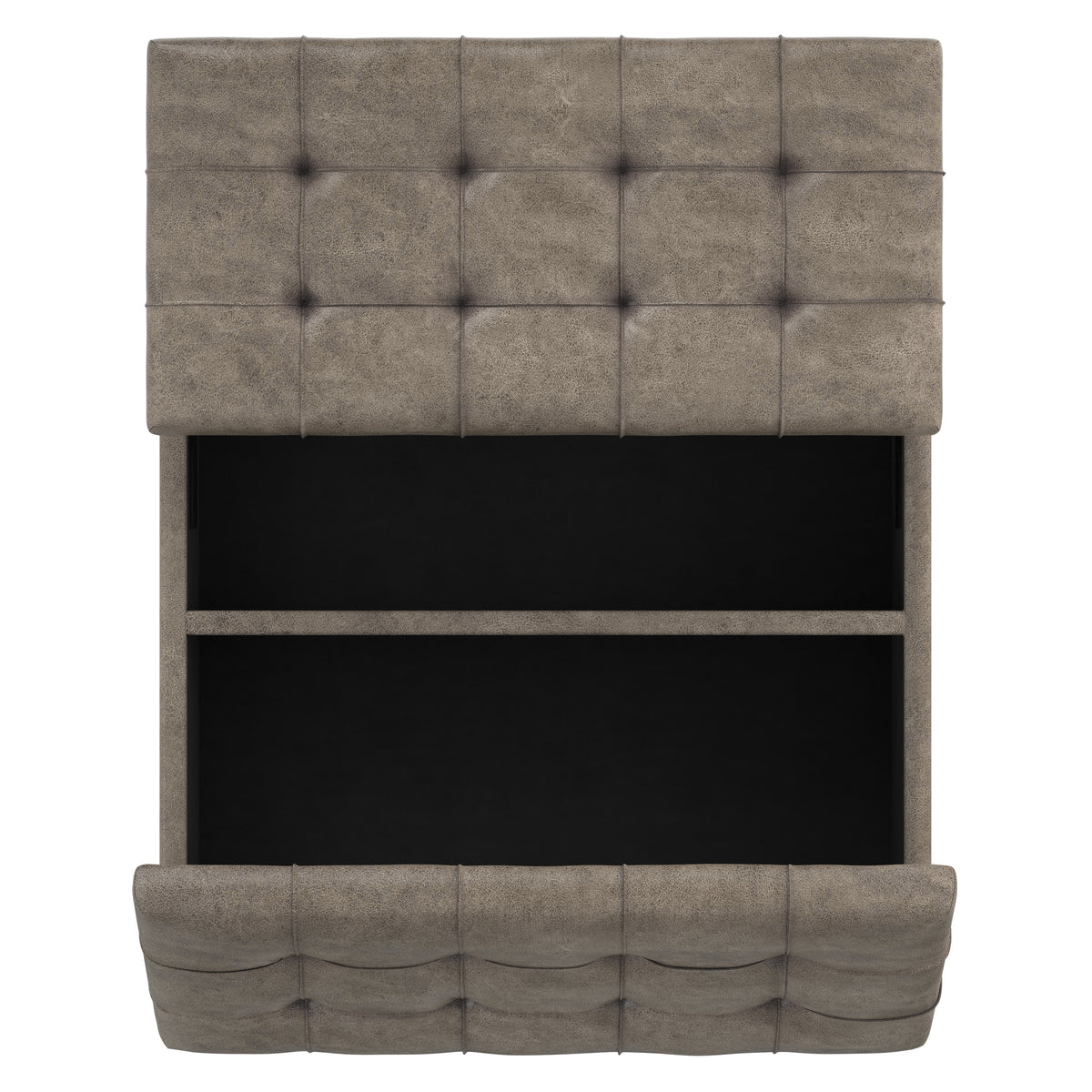 Distressed Smoky Grey Brown Distressed Vegan Leather | Harrison Coffee Table Storage Ottoman