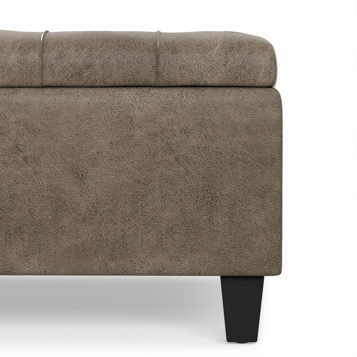 Distressed Smoky Grey Brown Distressed Vegan Leather | Harrison Coffee Table Storage Ottoman
